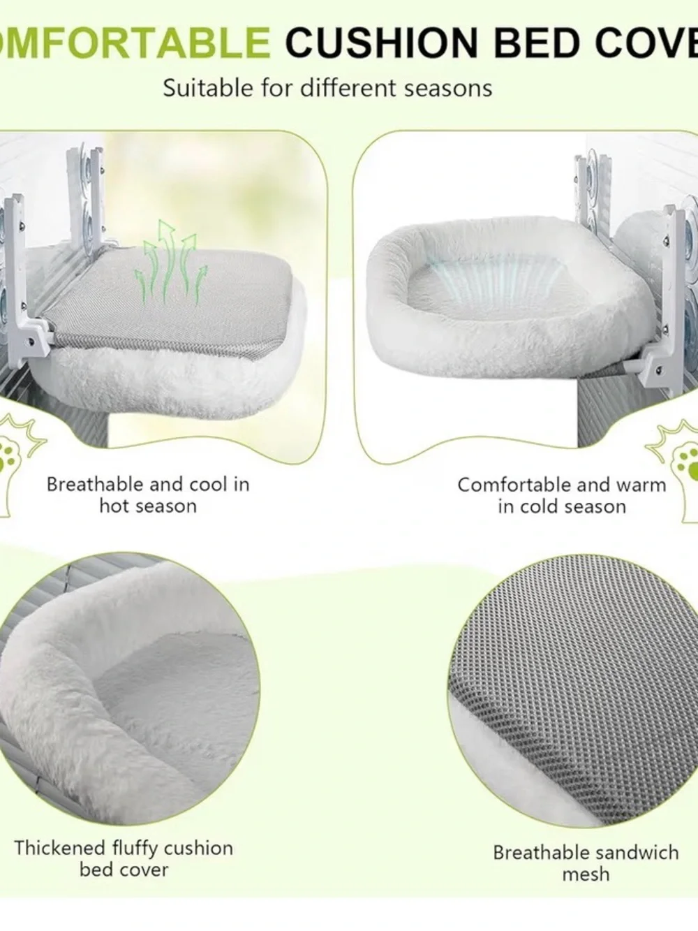 Window-Mounted Cat Hammock Bed - White